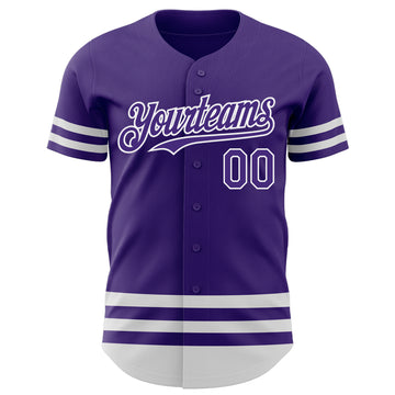 Custom Purple White Line Authentic Baseball Jersey