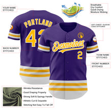 Load image into Gallery viewer, Custom Purple Gold-White Line Authentic Baseball Jersey
