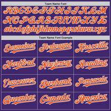 Load image into Gallery viewer, Custom Purple Orange-White Line Authentic Baseball Jersey
