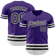Laden Sie das Bild in den Galerie-Viewer, Custom Purple Black-White Line Authentic Baseball Jersey
