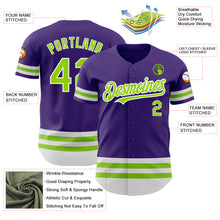 Laden Sie das Bild in den Galerie-Viewer, Custom Purple Neon Green-White Line Authentic Baseball Jersey
