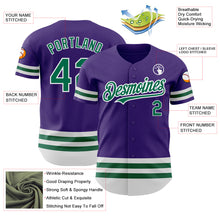 Load image into Gallery viewer, Custom Purple Kelly Green-White Line Authentic Baseball Jersey
