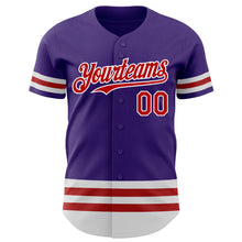 Laden Sie das Bild in den Galerie-Viewer, Custom Purple Red-White Line Authentic Baseball Jersey
