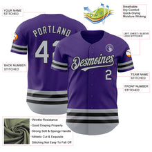 Laden Sie das Bild in den Galerie-Viewer, Custom Purple Gray-Black Line Authentic Baseball Jersey
