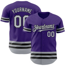 Laden Sie das Bild in den Galerie-Viewer, Custom Purple Gray-Black Line Authentic Baseball Jersey
