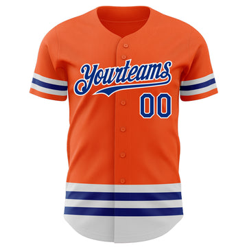 Custom Orange Royal-White Line Authentic Baseball Jersey