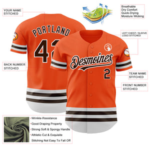 Custom Orange Brown-White Line Authentic Baseball Jersey