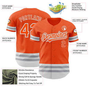 Custom Orange White-Gray Line Authentic Baseball Jersey