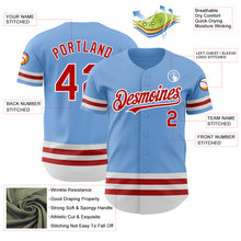 Load image into Gallery viewer, Custom Light Blue Red-White Line Authentic Baseball Jersey
