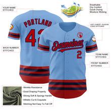 Load image into Gallery viewer, Custom Light Blue Red-Navy Line Authentic Baseball Jersey
