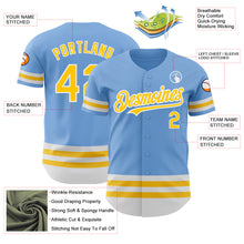 Laden Sie das Bild in den Galerie-Viewer, Custom Light Blue Yellow-White Line Authentic Baseball Jersey
