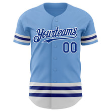 Load image into Gallery viewer, Custom Light Blue Royal-White Line Authentic Baseball Jersey
