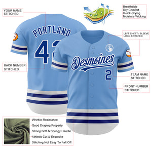 Custom Light Blue Royal-White Line Authentic Baseball Jersey