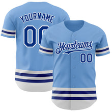 Laden Sie das Bild in den Galerie-Viewer, Custom Light Blue Royal-White Line Authentic Baseball Jersey

