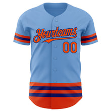 Load image into Gallery viewer, Custom Light Blue Orange-Royal Line Authentic Baseball Jersey

