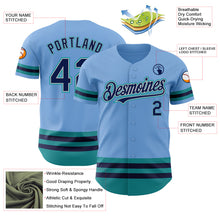 Load image into Gallery viewer, Custom Light Blue Navy Gray-Teal Line Authentic Baseball Jersey
