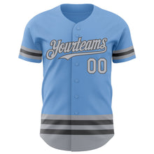 Laden Sie das Bild in den Galerie-Viewer, Custom Light Blue Gray-Steel Gray Line Authentic Baseball Jersey

