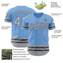 Load image into Gallery viewer, Custom Light Blue Gray-Steel Gray Line Authentic Baseball Jersey
