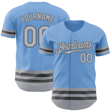 Custom Light Blue Gray-Steel Gray Line Authentic Baseball Jersey