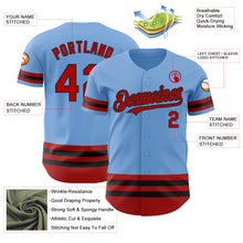 Laden Sie das Bild in den Galerie-Viewer, Custom Light Blue Red-Black Line Authentic Baseball Jersey
