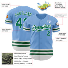 Load image into Gallery viewer, Custom Light Blue Kelly Green-White Line Authentic Baseball Jersey
