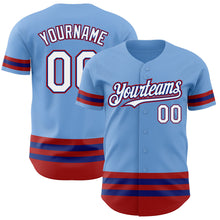 Load image into Gallery viewer, Custom Light Blue Royal-Red Line Authentic Baseball Jersey

