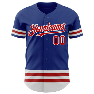 Custom Royal Red-White Line Authentic Baseball Jersey