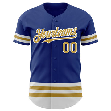 Custom Royal Old Gold-White Line Authentic Baseball Jersey