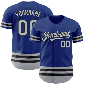 Custom Royal Gray-Black Line Authentic Baseball Jersey