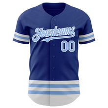 Laden Sie das Bild in den Galerie-Viewer, Custom Royal Light Blue-White Line Authentic Baseball Jersey
