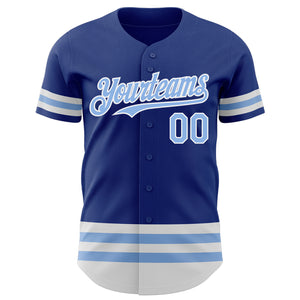 Custom Royal Light Blue-White Line Authentic Baseball Jersey