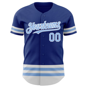 Custom Royal Light Blue-White Line Authentic Baseball Jersey