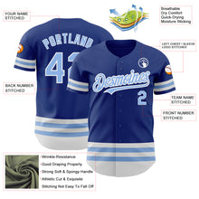 Laden Sie das Bild in den Galerie-Viewer, Custom Royal Light Blue-White Line Authentic Baseball Jersey
