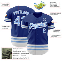 Load image into Gallery viewer, Custom Royal Light Blue-White Line Authentic Baseball Jersey
