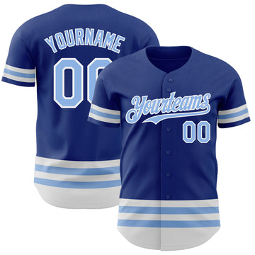 Custom Royal Light Blue-White Line Authentic Baseball Jersey