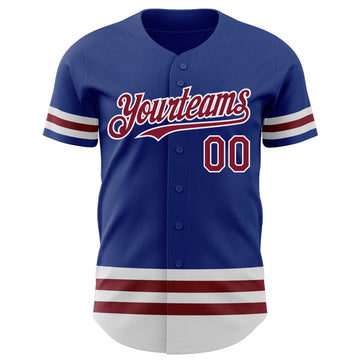 Custom Royal Crimson-White Line Authentic Baseball Jersey
