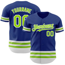 Load image into Gallery viewer, Custom Royal Neon Green-White Line Authentic Baseball Jersey
