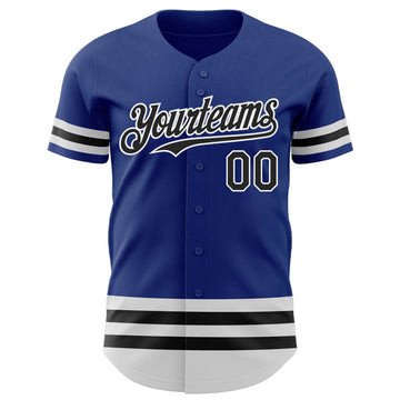 Custom Royal Black-White Line Authentic Baseball Jersey