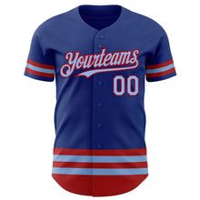 Load image into Gallery viewer, Custom Royal Light Blue-Red Line Authentic Baseball Jersey
