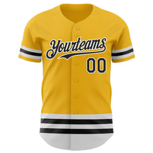 Load image into Gallery viewer, Custom Gold Black-White Line Authentic Baseball Jersey
