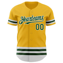 Load image into Gallery viewer, Custom Gold Green-White Line Authentic Baseball Jersey
