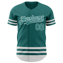 Laden Sie das Bild in den Galerie-Viewer, Custom Teal White Line Authentic Baseball Jersey
