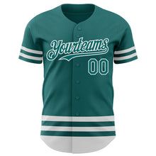 Load image into Gallery viewer, Custom Teal White Line Authentic Baseball Jersey
