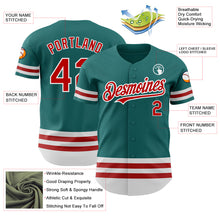 Load image into Gallery viewer, Custom Teal Red-White Line Authentic Baseball Jersey
