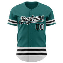 Laden Sie das Bild in den Galerie-Viewer, Custom Teal Black-White Line Authentic Baseball Jersey
