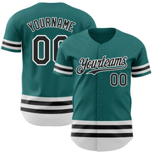 Load image into Gallery viewer, Custom Teal Black-White Line Authentic Baseball Jersey

