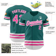 Load image into Gallery viewer, Custom Teal Pink-White Line Authentic Baseball Jersey
