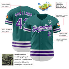 Laden Sie das Bild in den Galerie-Viewer, Custom Teal Purple-White Line Authentic Baseball Jersey
