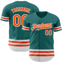 Load image into Gallery viewer, Custom Teal Orange-White Line Authentic Baseball Jersey
