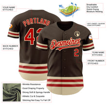 Laden Sie das Bild in den Galerie-Viewer, Custom Brown Red-Cream Line Authentic Baseball Jersey
